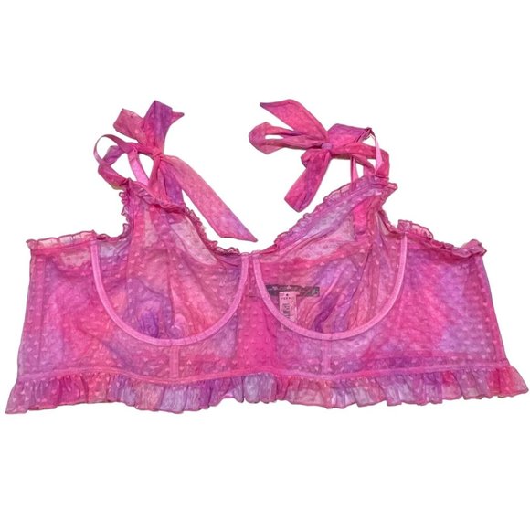 NWT TORRID Unlined Longline Bra Sz 6X Pink Purple Hearts